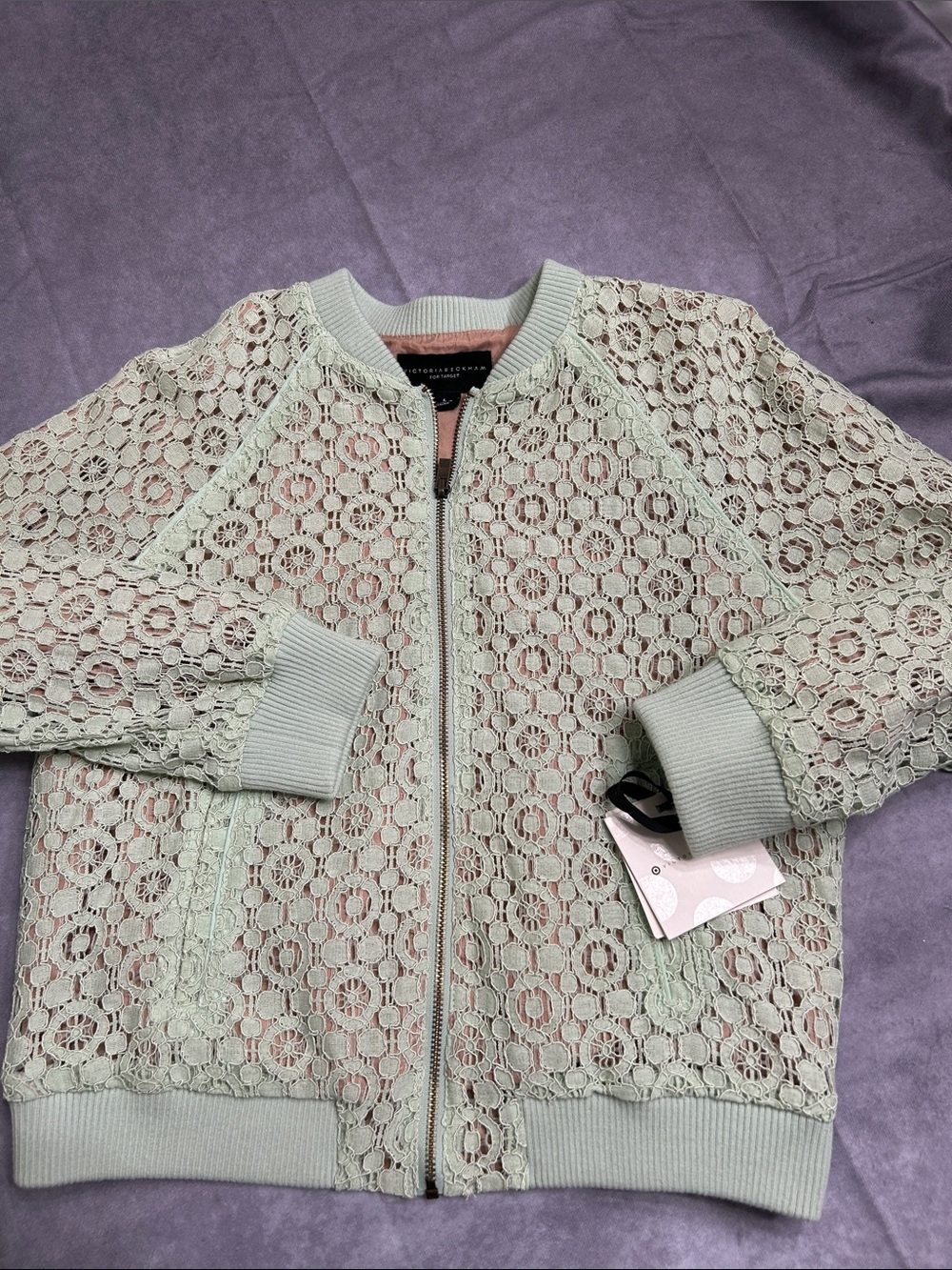 Victoria Beckham for Target Mint Green Lace Bomber Jacket